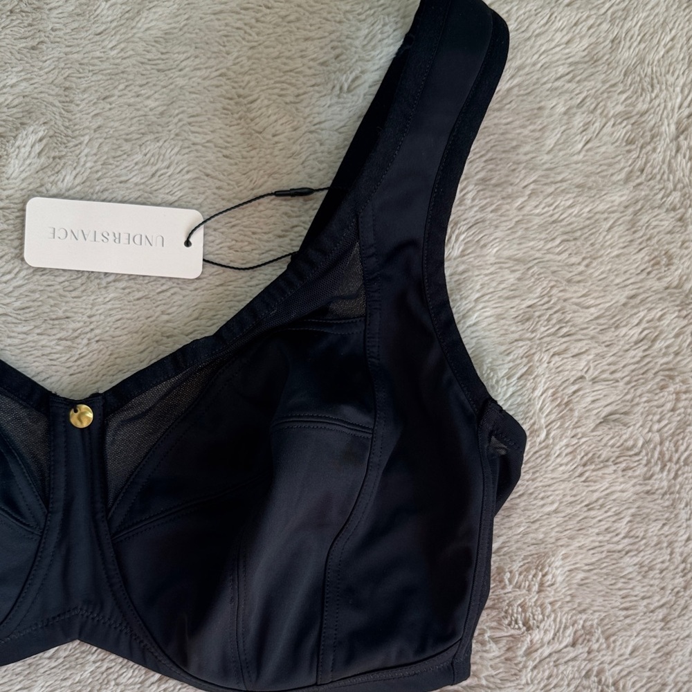 NWT Understance Black Full-Cup Support Bra with Mesh Accents 36DDD/F - Picture 3 of 8